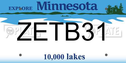 ZETB31 Minnesota License Plate