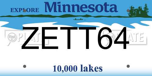 ZETT64 Minnesota License Plate