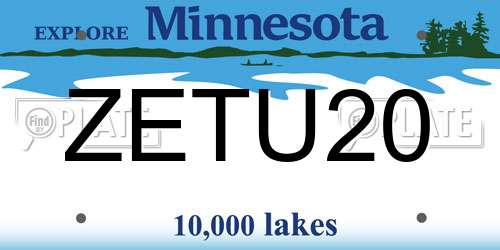 ZETU20 Minnesota License Plate