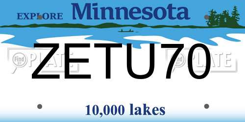 ZETU70 Minnesota License Plate