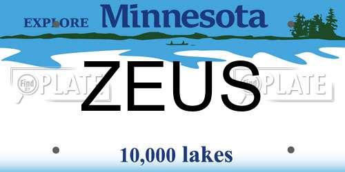 ZEUS Minnesota License Plate