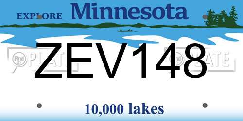 ZEV148 Minnesota License Plate