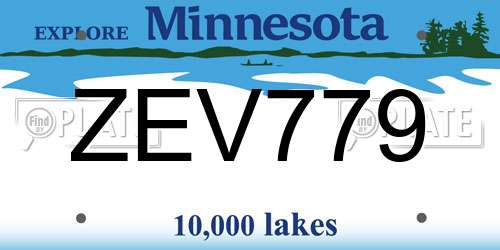 ZEV779 Minnesota License Plate