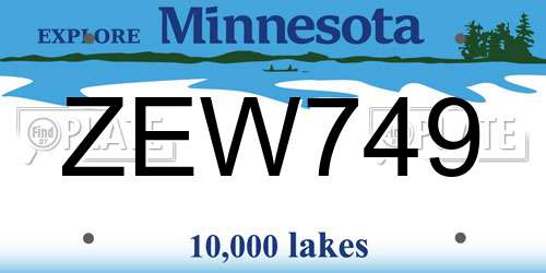 ZEW749 Minnesota License Plate