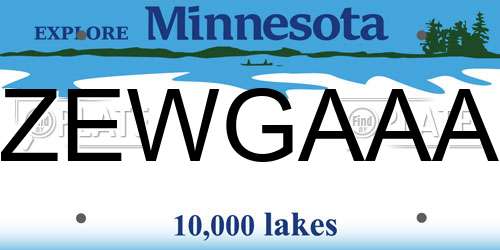 ZEWGAAA Minnesota License Plate