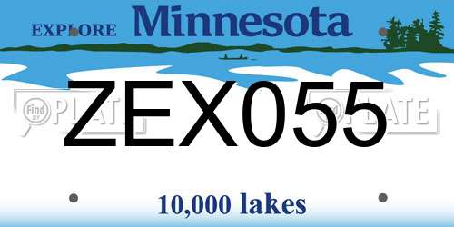 ZEX055 Minnesota License Plate