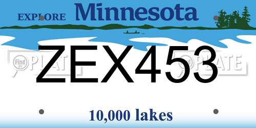 ZEX453 Minnesota License Plate