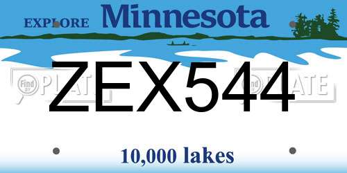 ZEX544 Minnesota License Plate