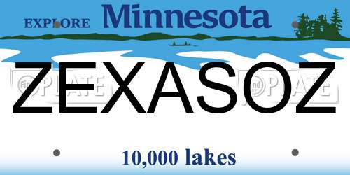 ZEXASOZ Minnesota License Plate