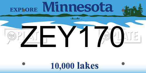 ZEY170 Minnesota License Plate