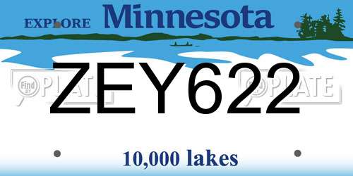 ZEY622 Minnesota License Plate