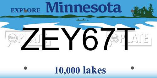 ZEY67T Minnesota License Plate