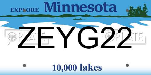 ZEYG22 Minnesota License Plate