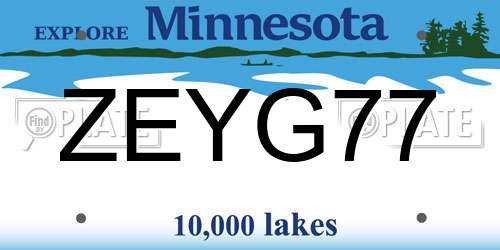 ZEYG77 Minnesota License Plate