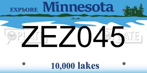 ZEZ045 Minnesota License Plate