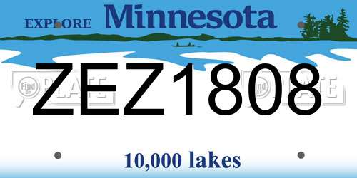 ZEZ1808 Minnesota License Plate
