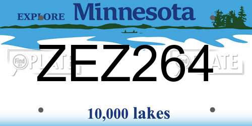 ZEZ264 Minnesota License Plate