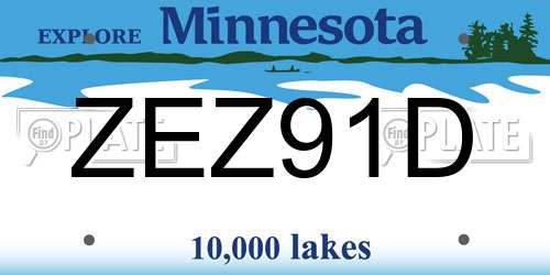 ZEZ91D Minnesota License Plate