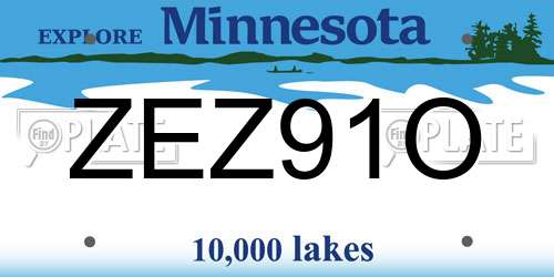 ZEZ91O Minnesota License Plate