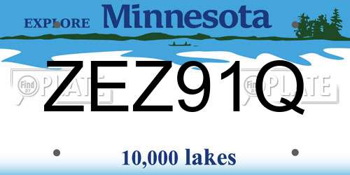 ZEZ91Q Minnesota License Plate