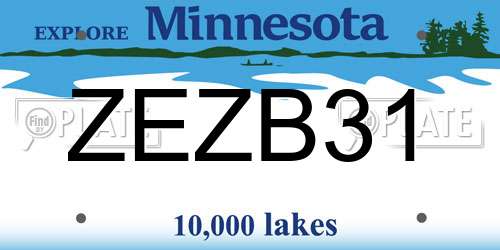 ZEZB31 Minnesota License Plate