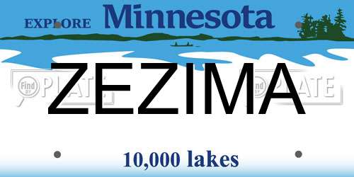ZEZIMA Minnesota License Plate