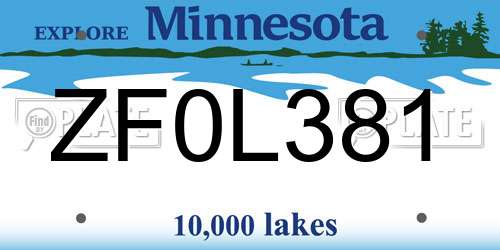 ZF0L381 Minnesota License Plate
