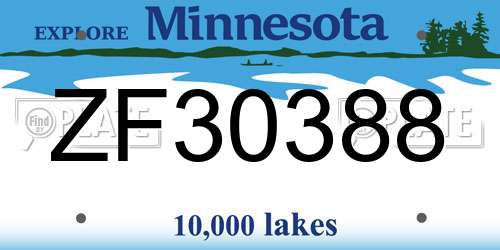 ZF30388 Minnesota License Plate
