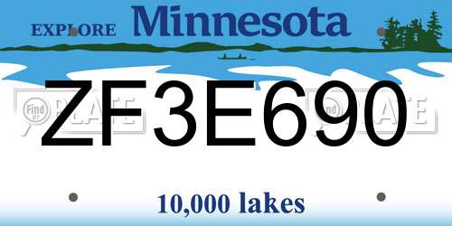 ZF3E690 Minnesota License Plate