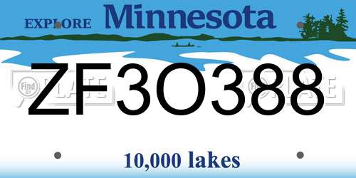 ZF3O388 Minnesota License Plate