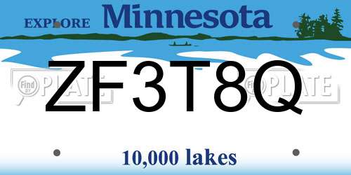 ZF3T8Q Minnesota License Plate
