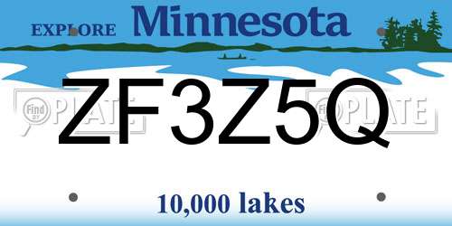 ZF3Z5Q Minnesota License Plate