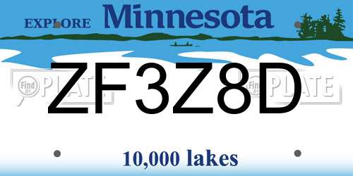 ZF3Z8D Minnesota License Plate