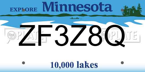 ZF3Z8Q Minnesota License Plate