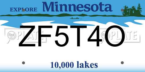 ZF5T4O Minnesota License Plate