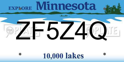 ZF5Z4Q Minnesota License Plate