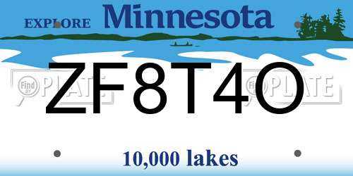 ZF8T4O Minnesota License Plate