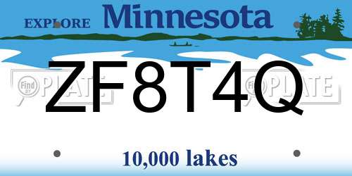 ZF8T4Q Minnesota License Plate