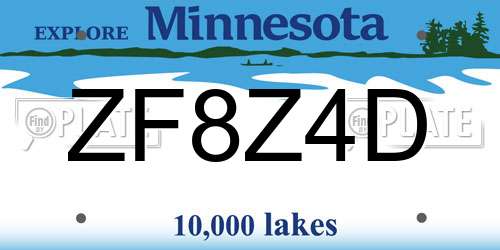 ZF8Z4D Minnesota License Plate