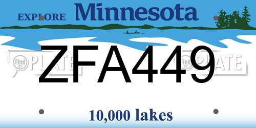 ZFA449 Minnesota License Plate