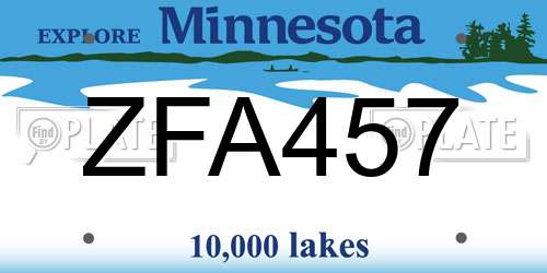 ZFA457 Minnesota License Plate