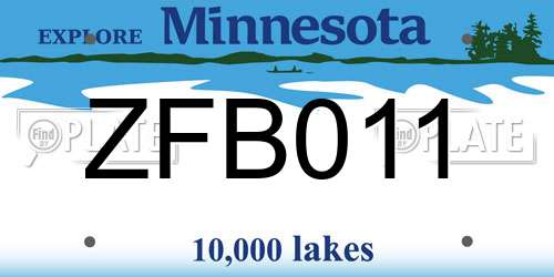 ZFB011 Minnesota License Plate