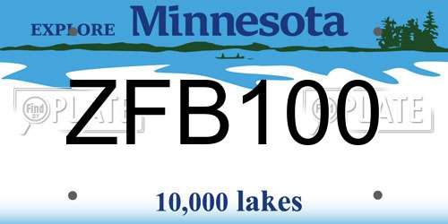 ZFB100 Minnesota License Plate