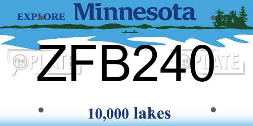 ZFB240 Minnesota License Plate