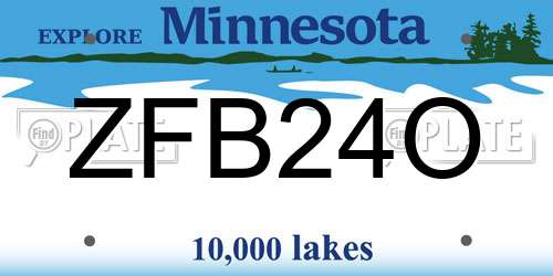 ZFB24O Minnesota License Plate