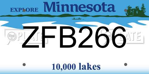 ZFB266 Minnesota License Plate