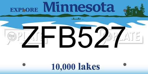 ZFB527 Minnesota License Plate