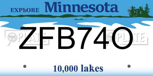 ZFB74O Minnesota License Plate