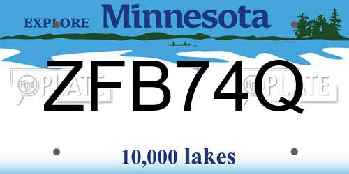 ZFB74Q Minnesota License Plate