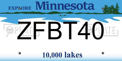 ZFBT40 Minnesota License Plate